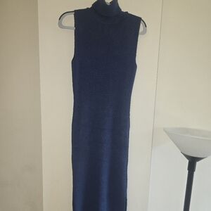 Topshop Ribbed Cowl Neck Sweater in Blue